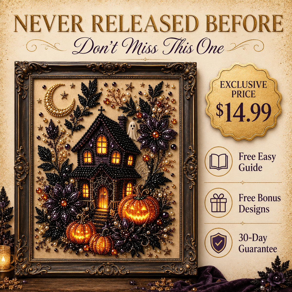 3D Halloween Haunted House Pearl Art Kit